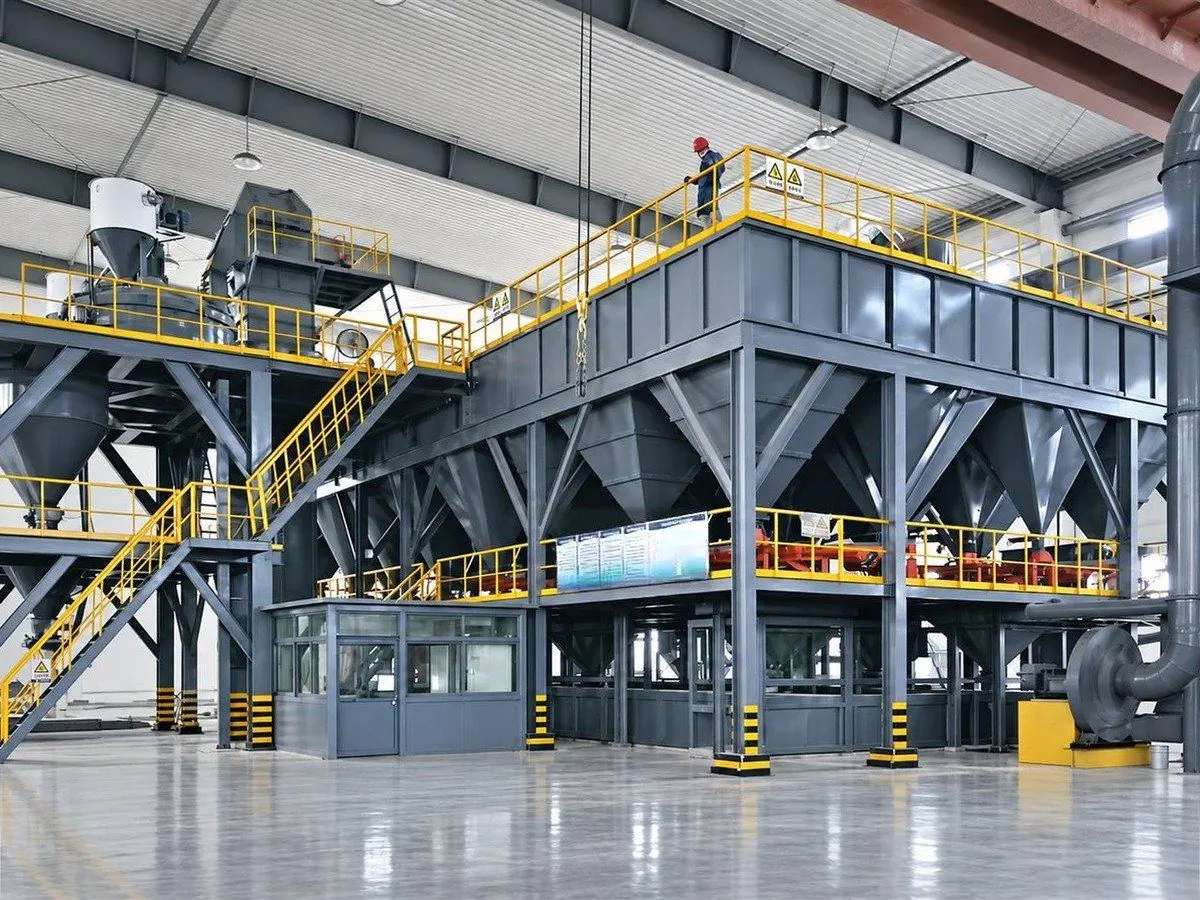 Batching line with silos, platforms and bulk bags, installed on site
