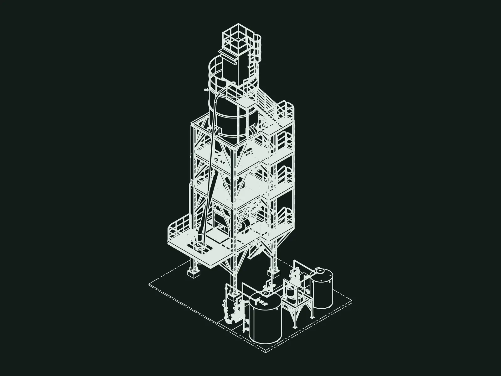 Isometric general arrangement: 500 L compact fly ash line, Heilongjiang, China