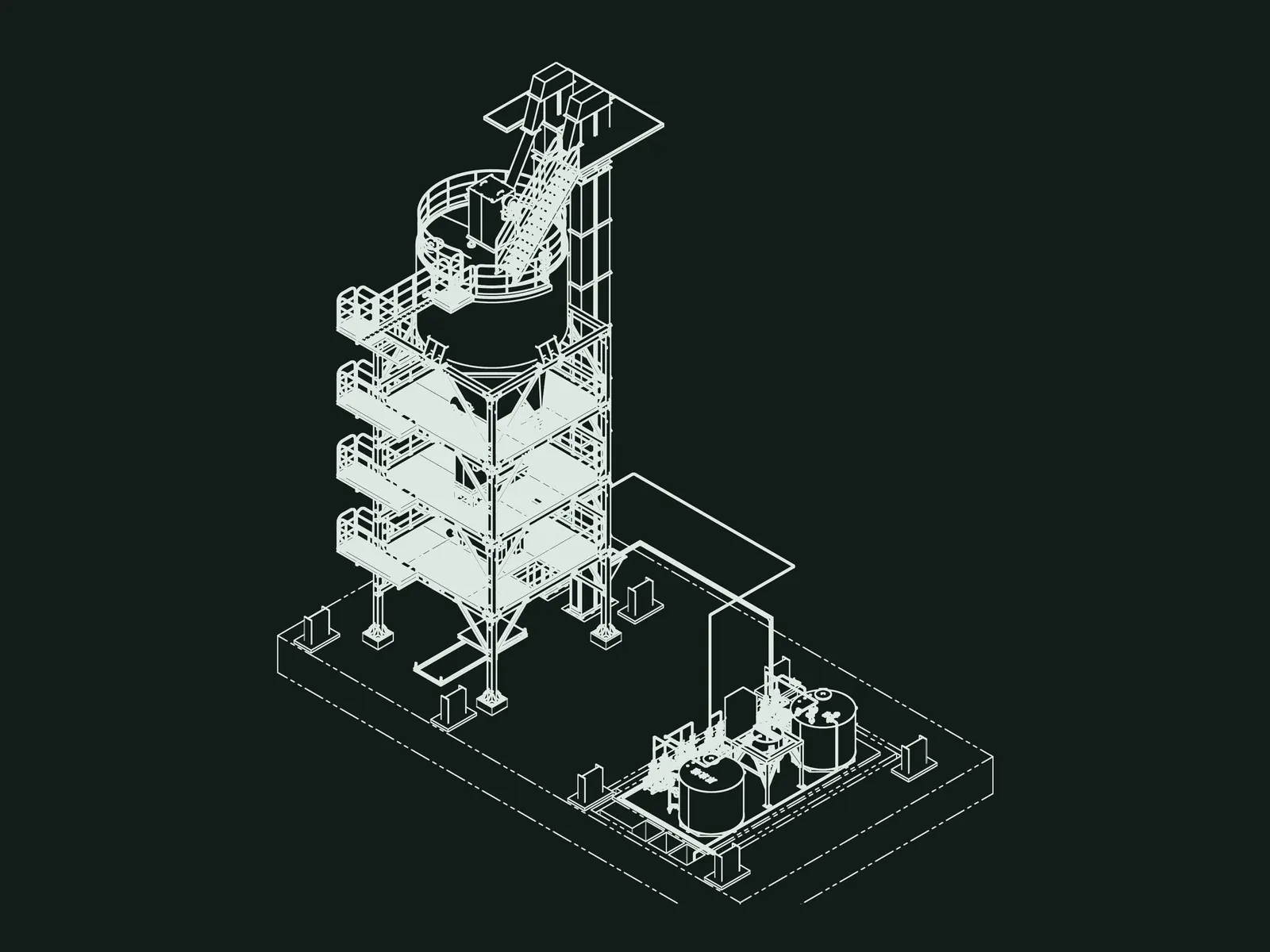 Isometric general arrangement: 750 L fly ash line, Qinghai, China