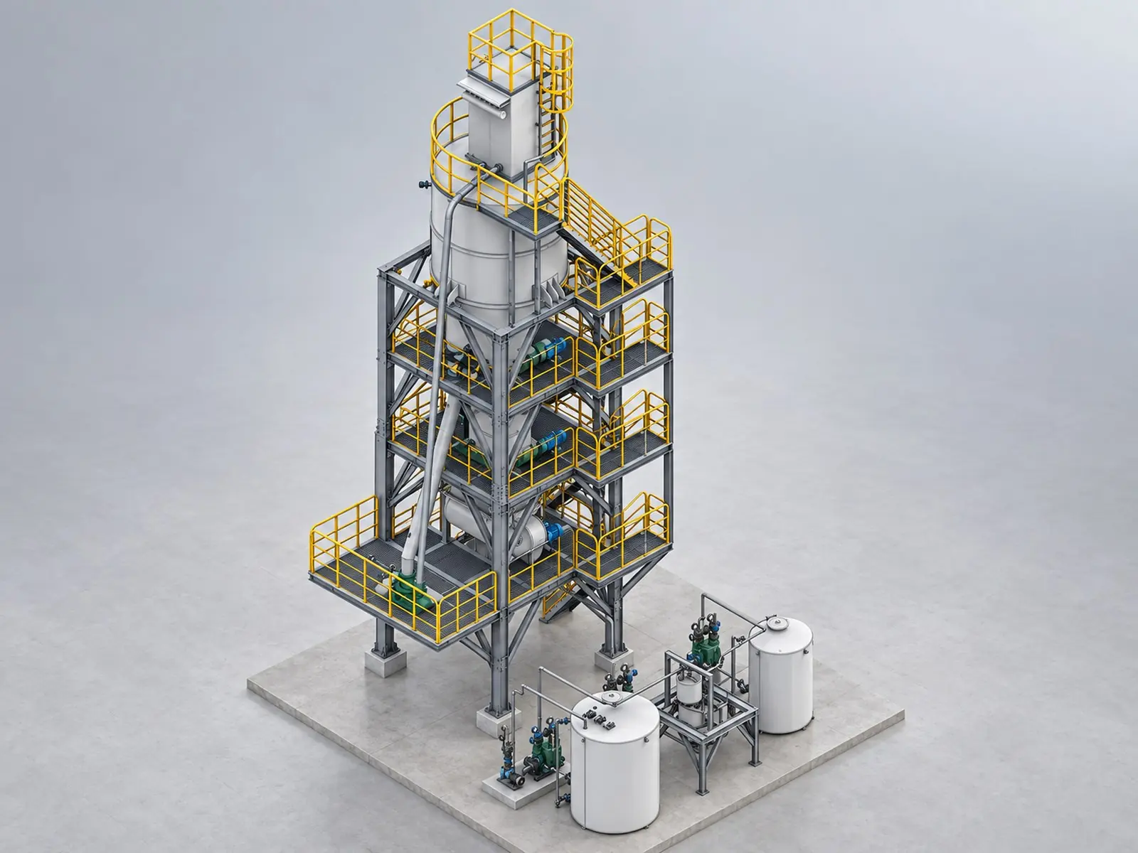 Rendering of the 500 L compact fly ash line, made from our general-arrangement drawing