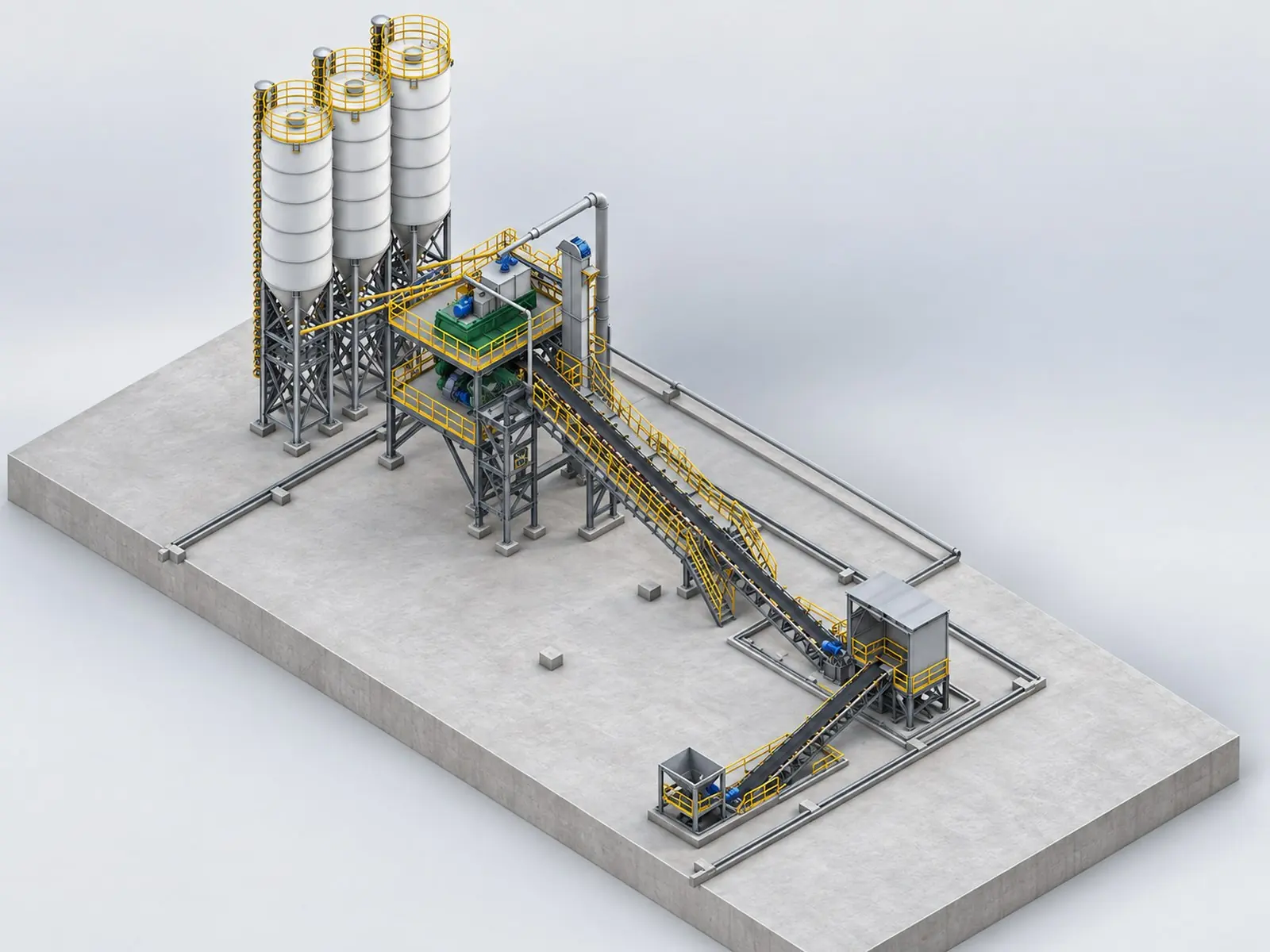 Rendering of the 3000 L hazardous-waste line, made from our general-arrangement drawing